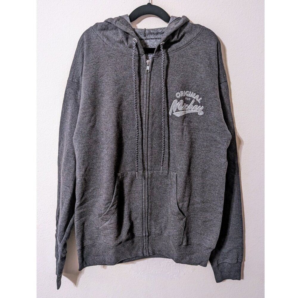 Disney Parks Mickey 1928 Anniversary Hoodie Baseball Fleece Gray Heather Size Sm